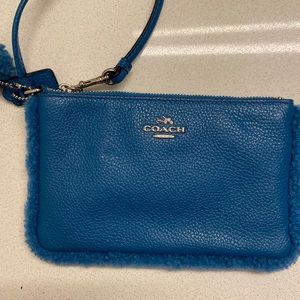 Blue large coach wristlet